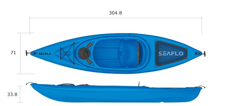 Корпусный каяк SeaFlo SF-1004, одноместный, открытый кокпит Sit-on-Top (синий, красный)