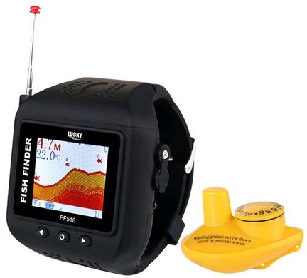 Водонепроницаемые эхолот-часы FF518 Lucky Fish Finder с беспроводным датчиком