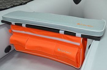 Комплект: мягкое сиденье 76х20 и сумка-рундук для лодки Колибри (черный, серый, оранж, синий)