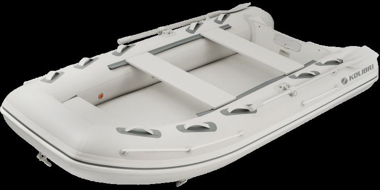 Килевая лодка Kolibri КМ-330DXL, алюм пайол (светло-серая, белая фурнитура)