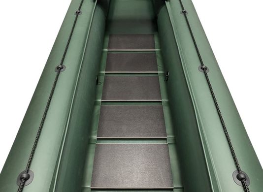 Лодка-каноэ Kolibri KМ-390С, реечный настил (цвет зеленый, светло-серый)