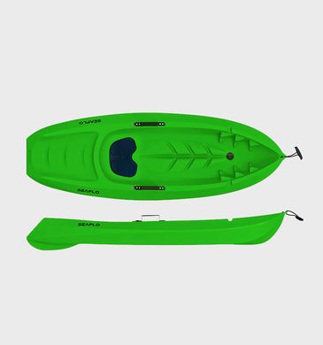 Корпусный каяк SeaFlo SF-1005, детский, одноместный, открытый кокпит Sit-on-Top (зеленый, красный)